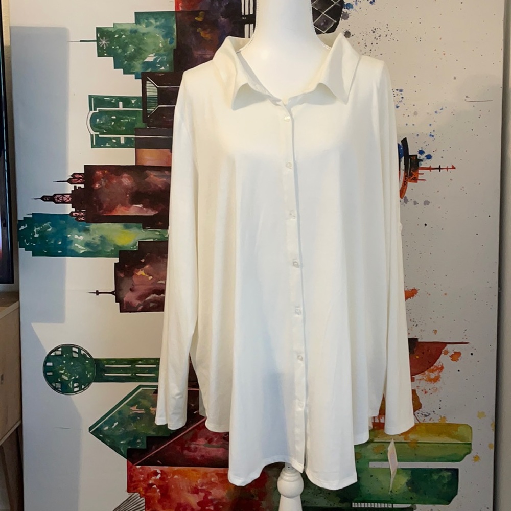 LuLaRoe White Button Down Shirt